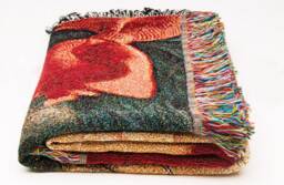 Botanical Floral Owls & Hummingbirds Cotton Woven Throw Blanket Tapestry Rug, Bed Cover, Spread, Picnic Blanket, Home Decoration - thumbnail 4