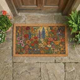 Gustav Klimt Inspired Flower Garden Doormat - Art Nouveau Coir Entry Mat