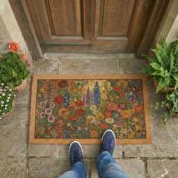 Gustav Klimt Inspired Flower Garden Doormat - Art Nouveau Coir Entry Mat - thumbnail 3