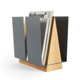 Wood & Metal Magazine Rack Modern Home Decor Organizer - thumbnail 3