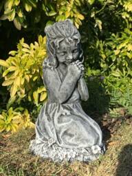 Stone Garden Cute Praying Girl Large Statue Ornament - thumbnail 1