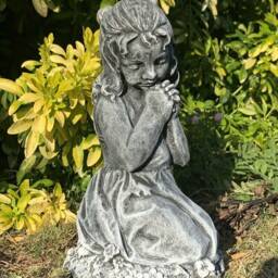 Stone Garden Cute Praying Girl Large Statue Ornament - thumbnail 2