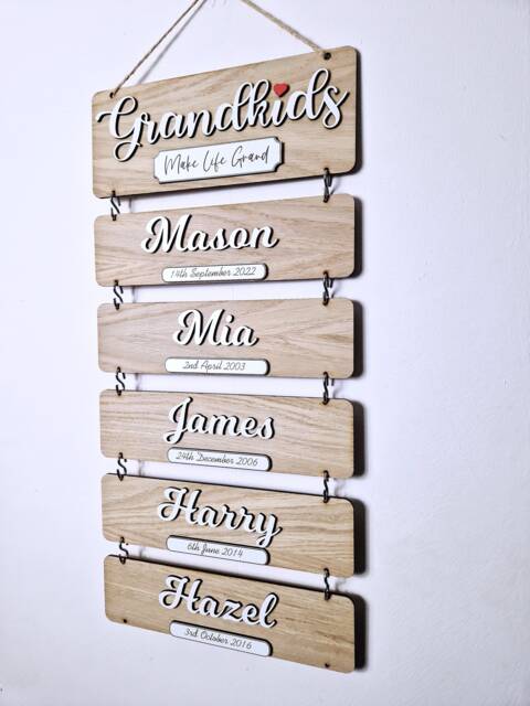Grandparents Gift, Grandkids Birthday Reminder, Xmas Gift For Grandparents, Wooden Wall Hanging, Christmas Parents - image 1