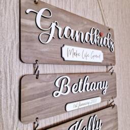 Grandparents Gift, Grandkids Birthday Reminder, Xmas Gift For Grandparents, Wooden Wall Hanging, Christmas Parents - thumbnail 2