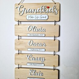 Grandparents Gift, Grandkids Birthday Reminder, Xmas Gift For Grandparents, Wooden Wall Hanging, Christmas Parents - thumbnail 3
