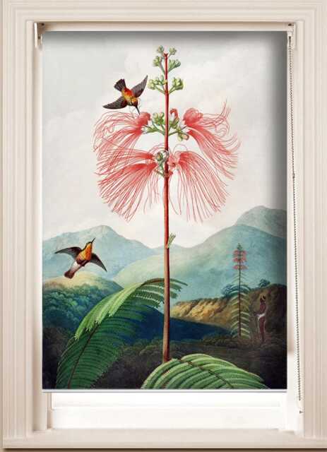 Victorian Floral With Birds Botanical Illustration Custom Made Printed - Vnt79Window Roller Blind Regular Or Blackout Shade, Cord(Less - image 1