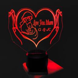 Mum, Mom With Baby Ded??cate 3D Smart App Control Night Light Bluetooth, Music, 7&16M Colour Mobile App , Gift Led Lamp - thumbnail 2