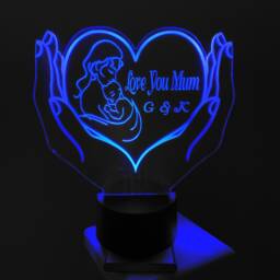 Mum, Mom With Baby Ded??cate 3D Smart App Control Night Light Bluetooth, Music, 7&16M Colour Mobile App , Gift Led Lamp - thumbnail 4