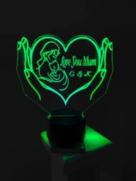 Mum, Mom With Baby Ded??cate 3D Smart App Control Night Light Bluetooth, Music, 7&16M Colour Mobile App , Gift Led Lamp