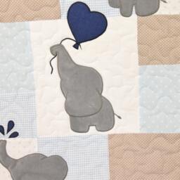 Baby Boy Quilt, Elephant Blanket, Blue Gray Navy Crib Bedding, Safari Nursery - thumbnail 3
