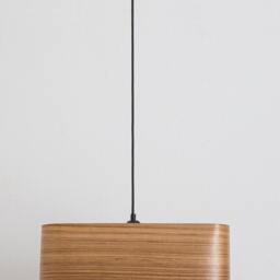 Handmade Zebrano Wood Veneer Pendant Light, Square Ceiling Lamp - thumbnail 3