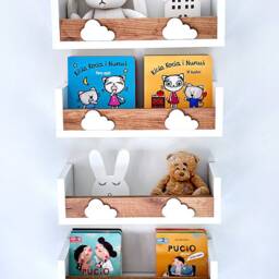 Scandinavian Nursery Shelves, Cloud Detail, Kids Bookshelf, Set Of 4 - thumbnail 3