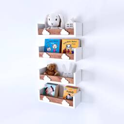 Scandinavian Nursery Shelves, Cloud Detail, Kids Bookshelf, Set Of 4 - thumbnail 1