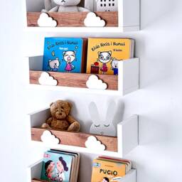 Scandinavian Nursery Shelves, Cloud Detail, Kids Bookshelf, Set Of 4 - thumbnail 2