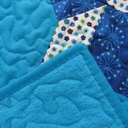 Teal Star Blooms Quilt Cotton Flannel Lap Throw - thumbnail 4