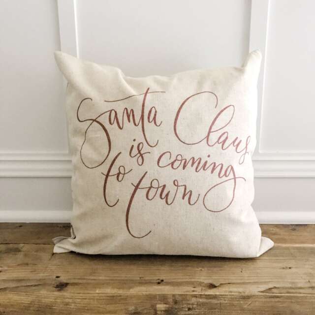 Santa Claus Is Coming To Town Pillow Cover - Red