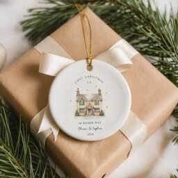Christmas Bauble For New Home - Personalised First Xmas Ornament Handcrafted Ceramic Holiday Gift & Keepsake - thumbnail 1