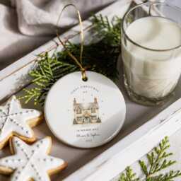 Christmas Bauble For New Home - Personalised First Xmas Ornament Handcrafted Ceramic Holiday Gift & Keepsake - thumbnail 3