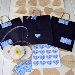 Crochet Patchwork Plaid Pillow Cover Blue Accent Embroidered Cushion - 20x20 In - thumbnail 4