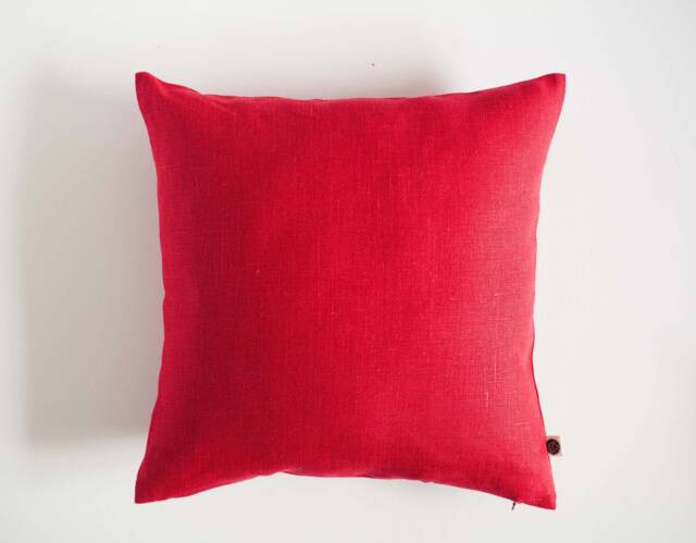 Red Linen Cushion Cover in Custom Size For Living Room Decor - image 1