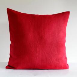 Red Linen Cushion Cover in Custom Size For Living Room Decor - thumbnail 3
