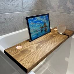 Bath Board - Caddy Bathtray Rustic Home Bathroom Decor Bespoke Tray Tea Lights Ideas Ipad Bathroom - thumbnail 3