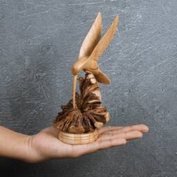 Handmade Hummingbird Wood Statue Unique Colibri Sculpture 6 - thumbnail 4