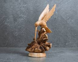 Handmade Hummingbird Wood Statue Unique Colibri Sculpture 6 - thumbnail 1