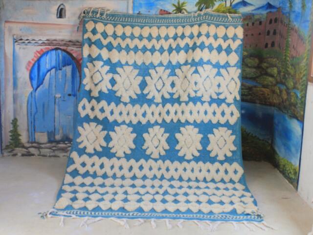 Custom Fabulous Azilal Rug, Authentic Moroccan Rug, Blue & White Carpet, Handmade Bohemian Rug - image 1