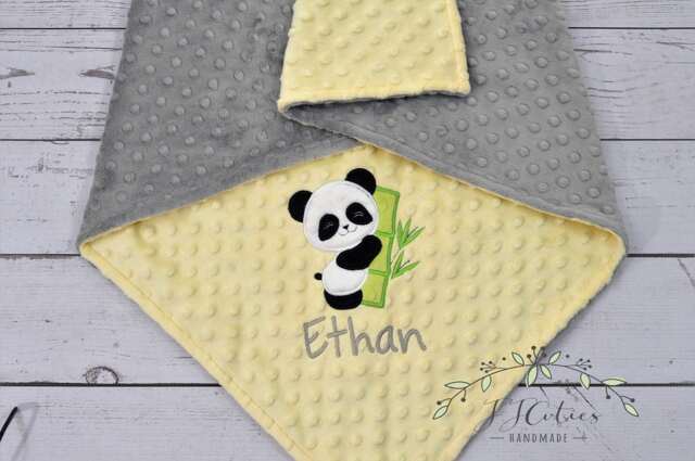 Personalized Baby Blanket-Panda Baby Blanket-Panda Minky Blanket-Personalized Blanket-Minky Girl Boy Blanket - image 1