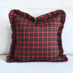 Red Tartan Ruffle Cushion Cover Plaid Cotton Frill Pillow Christmas Scatter Check Throw Custom Size - thumbnail 2