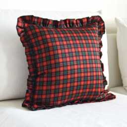 Red Tartan Ruffle Cushion Cover Plaid Cotton Frill Pillow Christmas Scatter Check Throw Custom Size - thumbnail 3