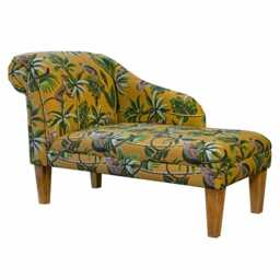 Yellow Monkey Print Chaise Longue - Jungle Indoor Sofa Lounger Handmade in Britain - thumbnail 2