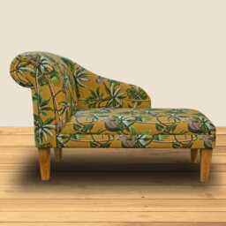 Yellow Monkey Print Chaise Longue - Jungle Indoor Sofa Lounger Handmade in Britain - thumbnail 1