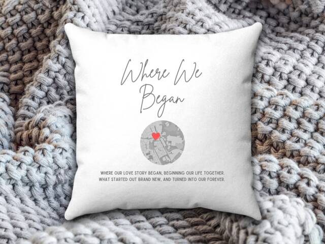 Personalised Map Cushion, Christmas Gift For Him, Custom Map, Where Our Love Story Began, Gift Her, Sentimental Gift, Wife - image 1