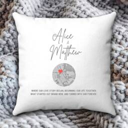 Personalised Map Cushion, Christmas Gift For Him, Custom Map, Where Our Love Story Began, Gift Her, Sentimental Gift, Wife - thumbnail 3