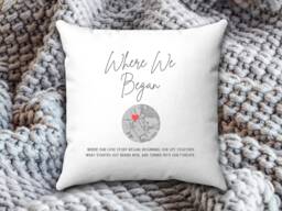Personalised Map Cushion, Christmas Gift For Him, Custom Map, Where Our Love Story Began, Gift Her, Sentimental Gift, Wife - thumbnail 1