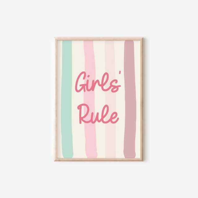 Girls Rule Positive Affirmation Wall Print For Childrens Bedroom - image 1