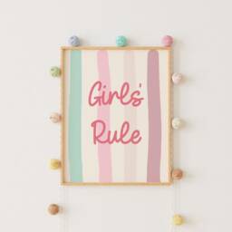 Girls Rule Positive Affirmation Wall Print For Childrens Bedroom - thumbnail 3