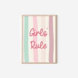 Girls Rule Positive Affirmation Wall Print For Childrens Bedroom - thumbnail 1
