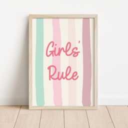 Girls Rule Positive Affirmation Wall Print For Childrens Bedroom - thumbnail 2