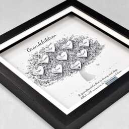 Grey Grand Children Family Tree With Grandchildren's Names Christmas Gift 3D Print Tree Picture Frame Grandkids Present Grandma Nanny