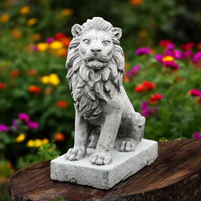 Concrete Lion Statue Sitting Stone Sculpture Garden Guardian Figure Outdoor Yard Ornament Handmade Animal Decor King Of Jungle Gift - image 1
