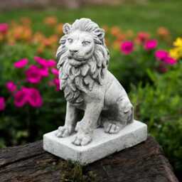 Concrete Lion Statue Sitting Stone Sculpture Garden Guardian Figure Outdoor Yard Ornament Handmade Animal Decor King Of Jungle Gift - thumbnail 2