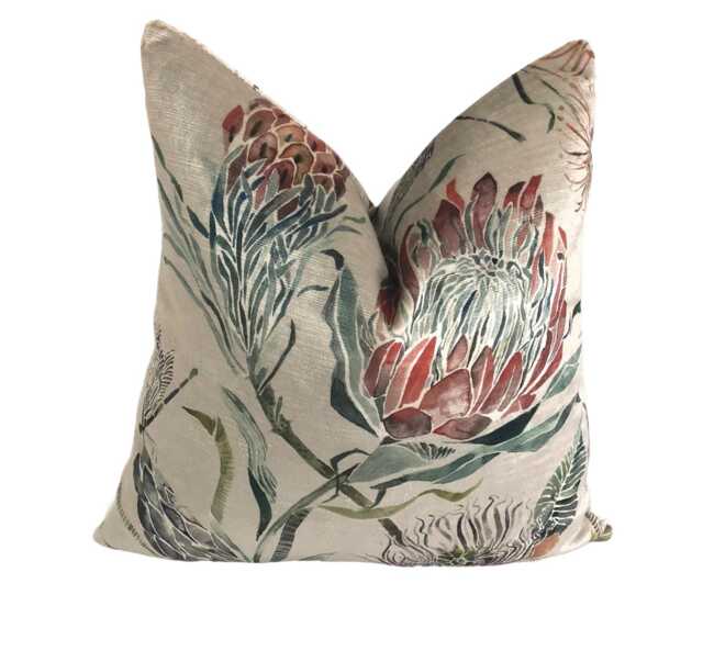 Voyage - Moorehaven Velvet Strawberry Stunning Thistle & Dragonfly Cushion Cover Handmade Throw Pillow Designer Home Decor - image 1