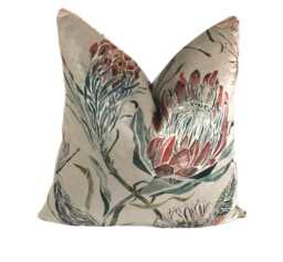Voyage - Moorehaven Velvet Strawberry Stunning Thistle & Dragonfly Cushion Cover Handmade Throw Pillow Designer Home Decor - thumbnail 1