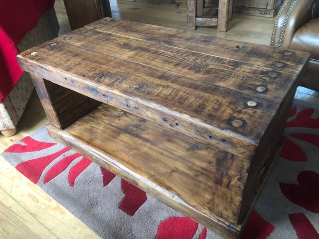 Chunky Rustic Coffee Table Made From Reclaimed Timber - image 1
