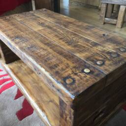 Chunky Rustic Coffee Table Made From Reclaimed Timber - thumbnail 2