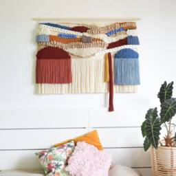 Handmade Woven Tapestry - Large Boho Fiber Art For Commercial Spaces, Neutral Textured Wall Decor Offices - thumbnail 2