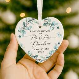 First Christmas Married Ornament, Mr & Mrs Keepsake, 1st Gifts, Bauble - thumbnail 2